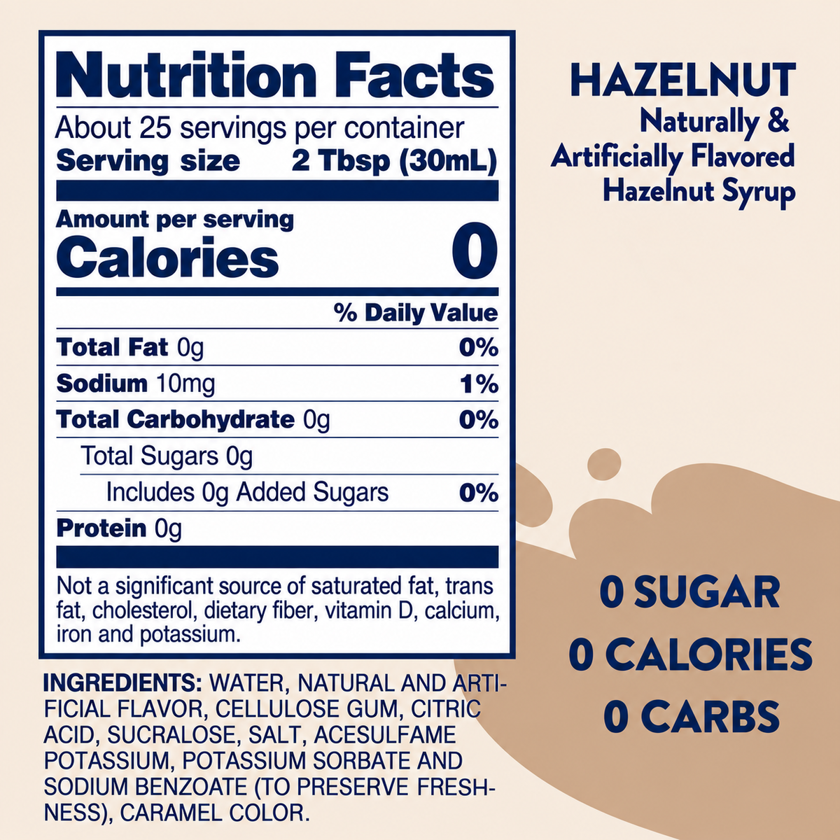 Hazelnut Syrup - Jordan's Sugar Free