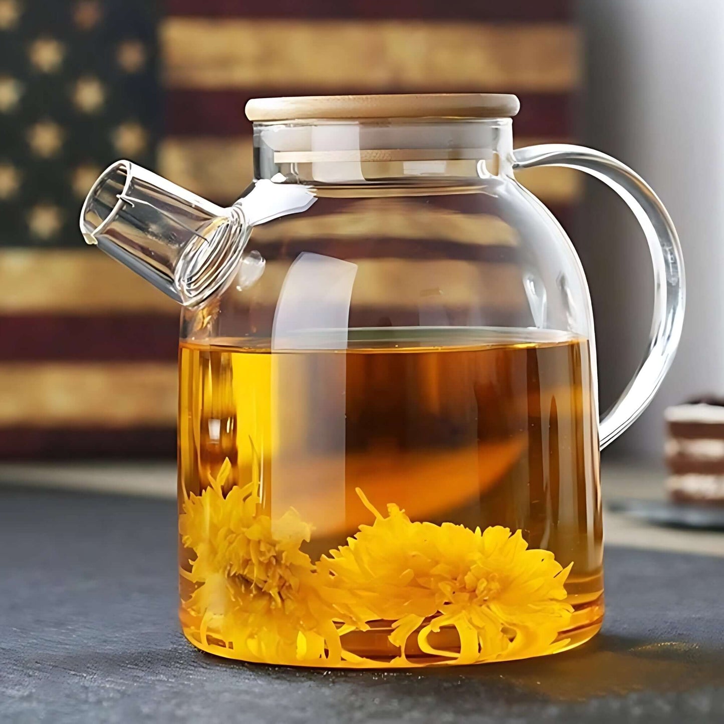 Glass Kettle With Filter & Bamboo Lid 54 0z