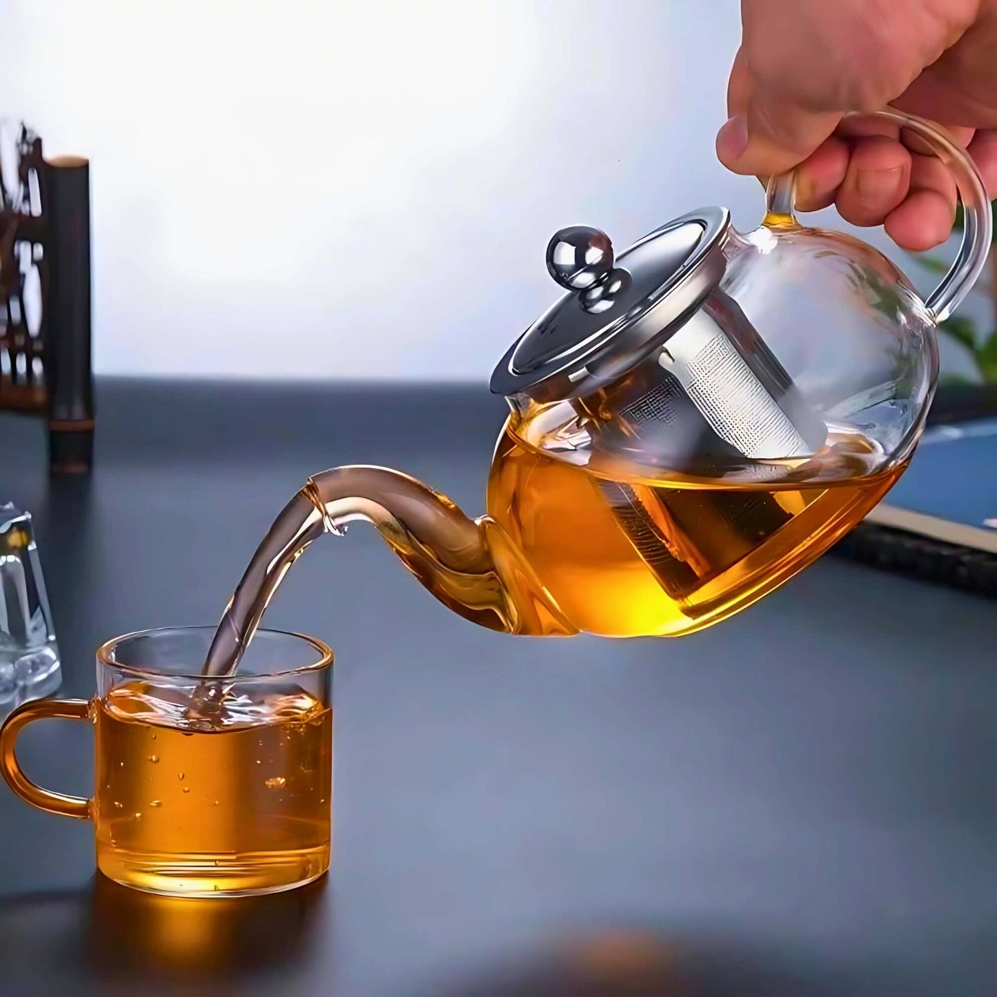 Glass Teapot With Steel Infuser & Lid