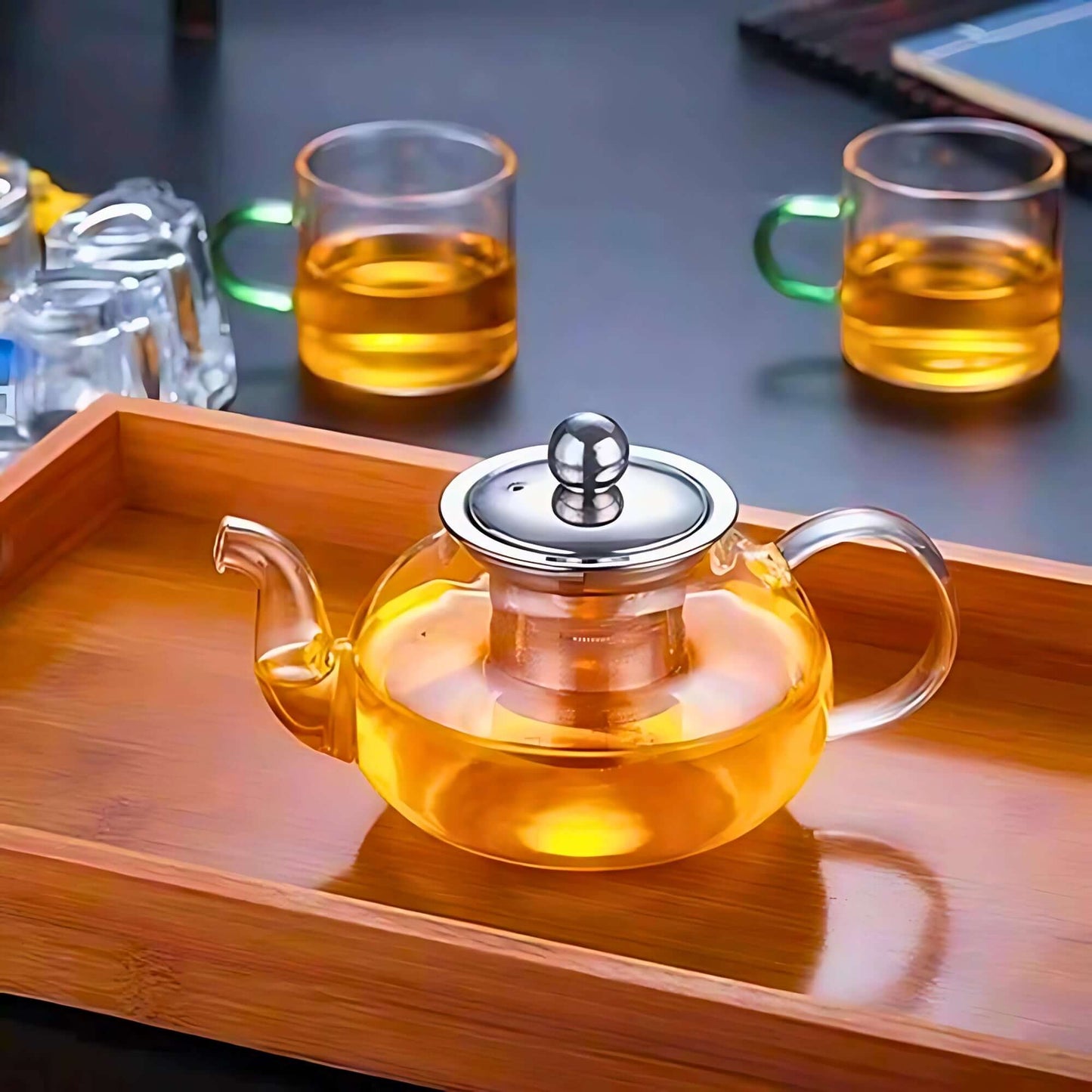 Glass Teapot With Steel Infuser & Lid