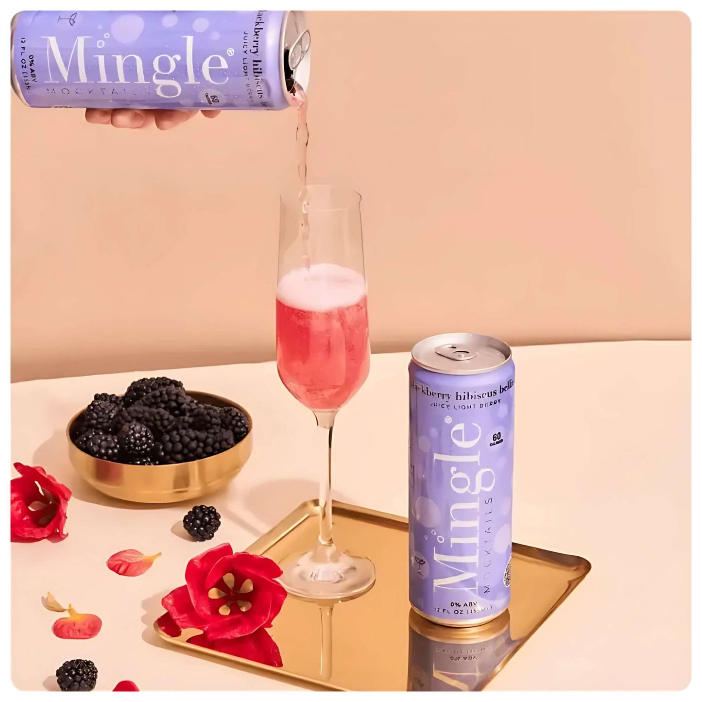 Blackberry Hibiscus Bellini Mocktail - Mingle