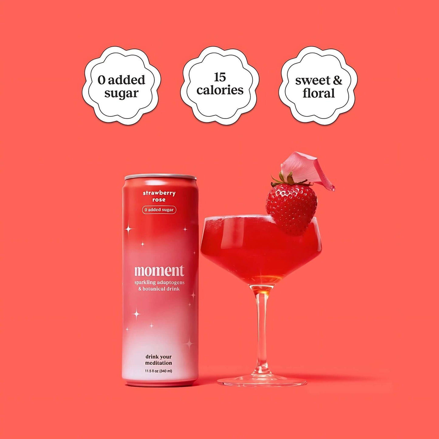 Strawberry Rose Botanical Soda By Moment