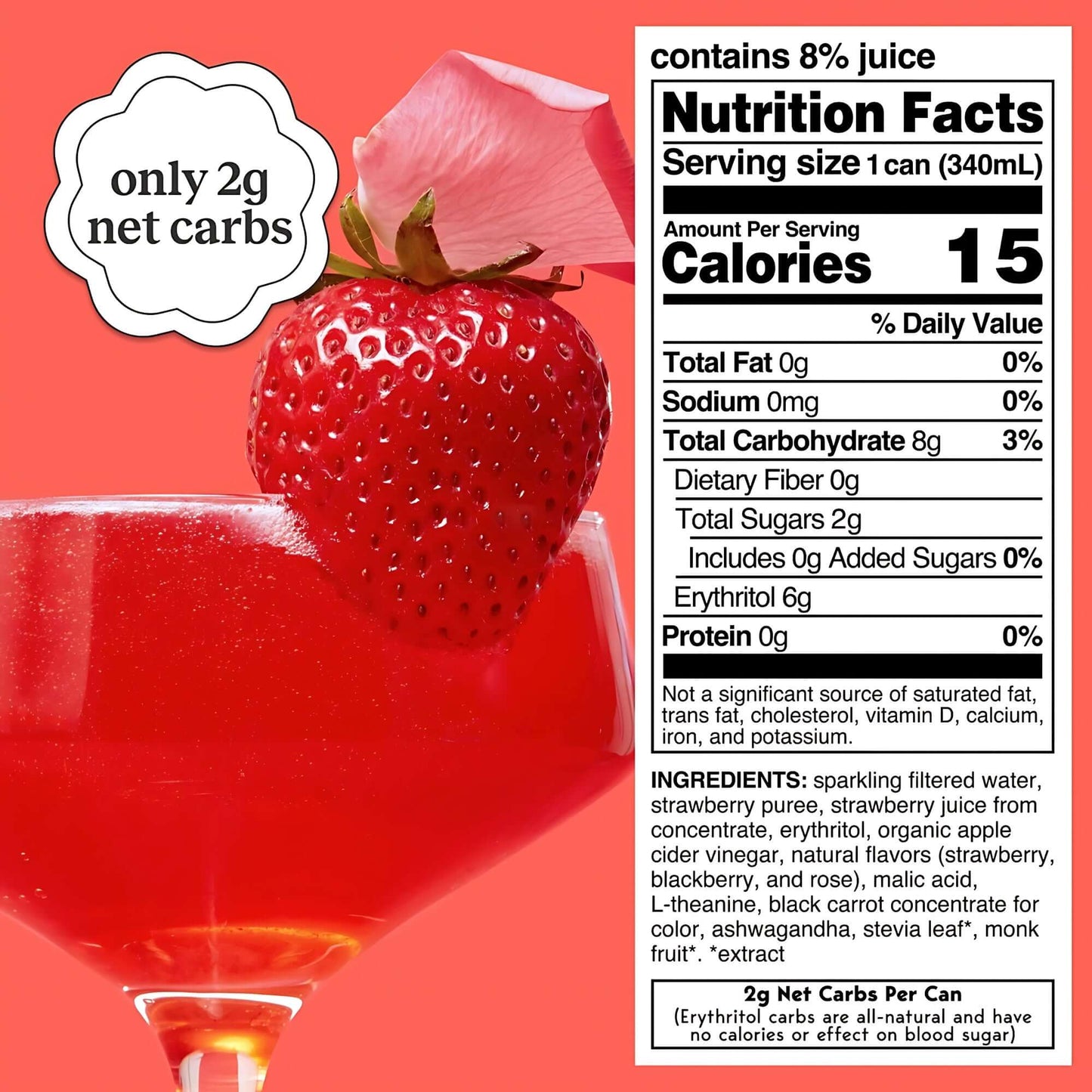 Strawberry Rose Botanical Soda By Moment