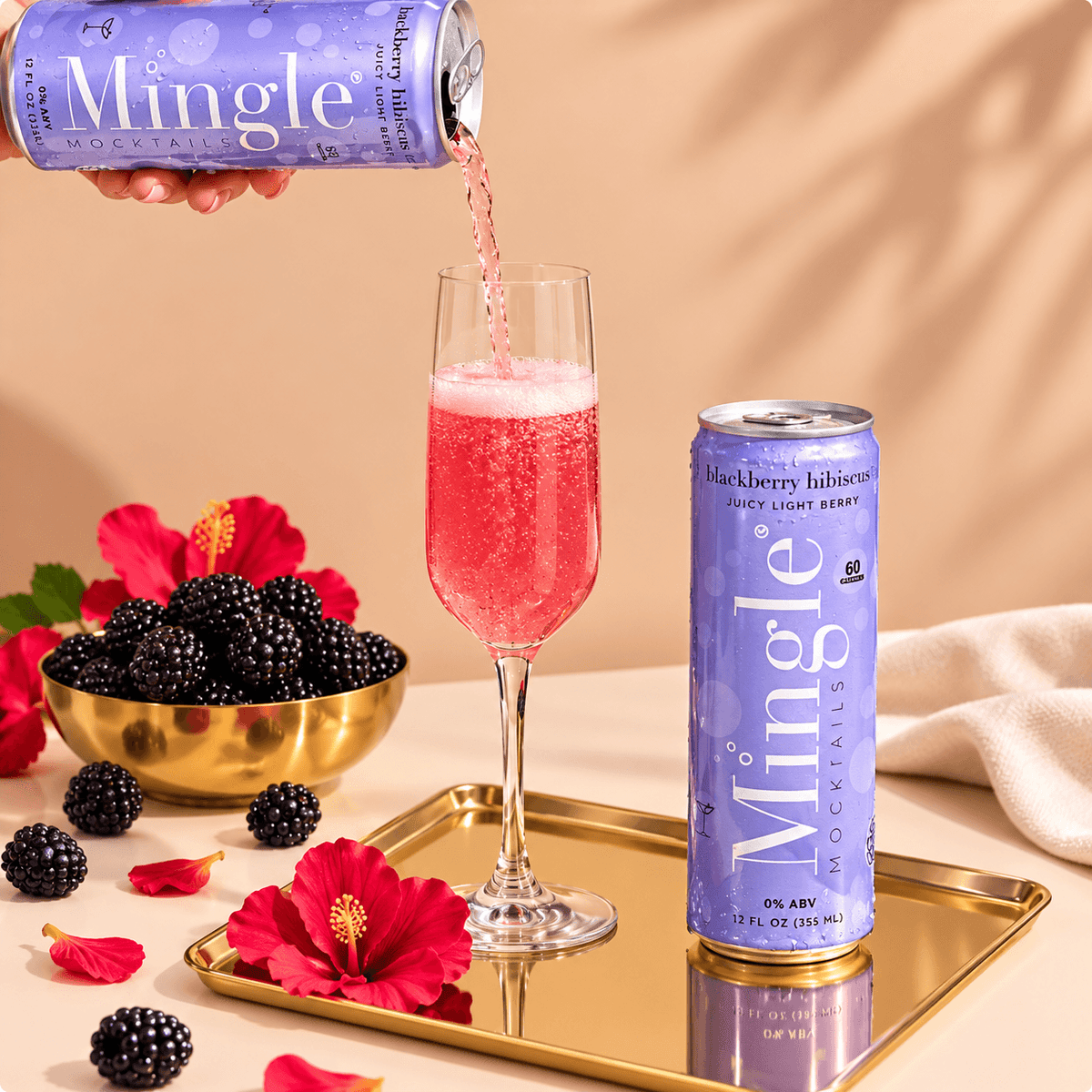 Blackberry Hibiscus Bellini Mocktail - Mingle Cocktail