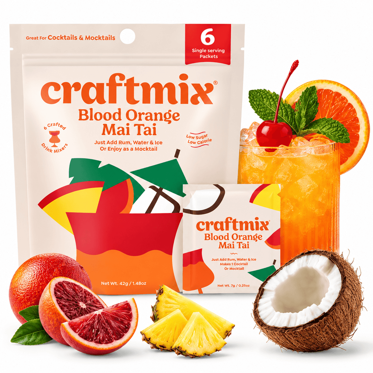 Blood Orange Mai Tai Cocktail Mixer - Craftmix 6-Pack