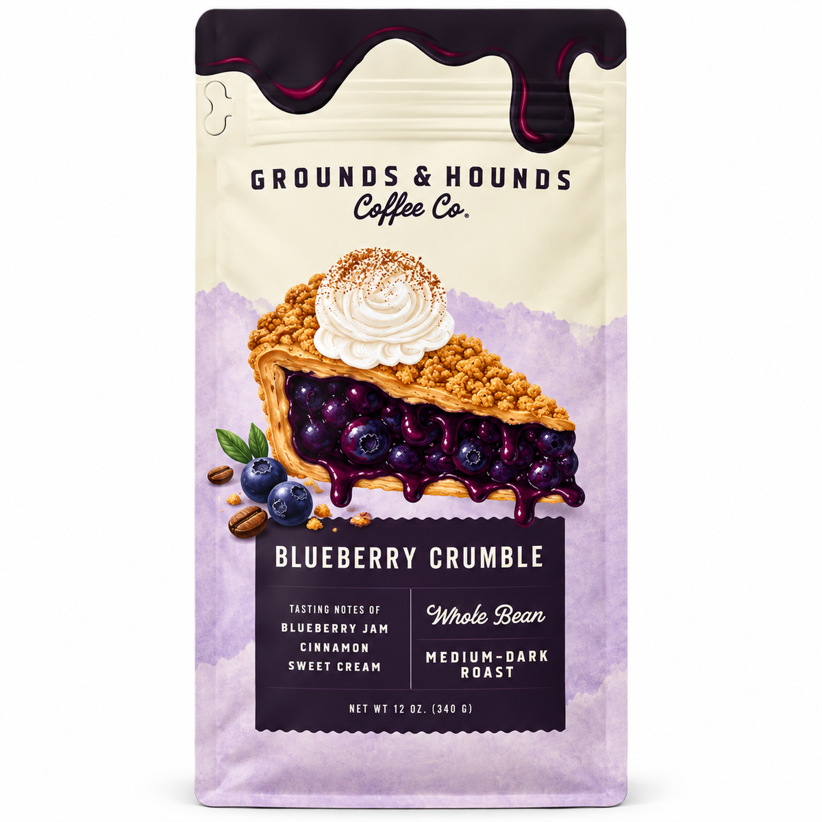 Blueberry Crumble Flavored Coffee - Medium Dark Roast