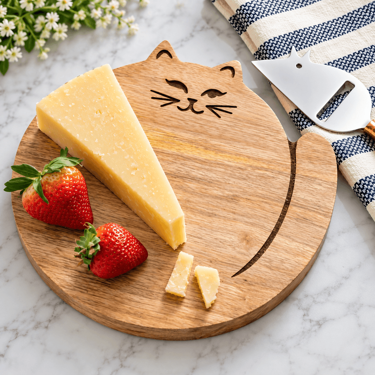 Cat Charcuterie Board - Fair Trade Mango Wood Serving Board