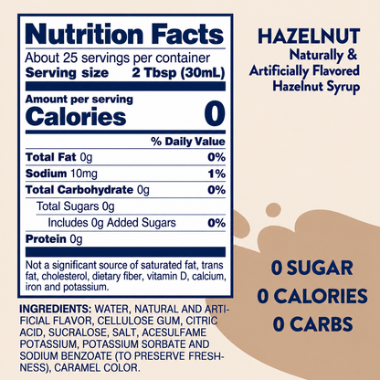 Hazelnut Syrup - Jordan's Sugar Free