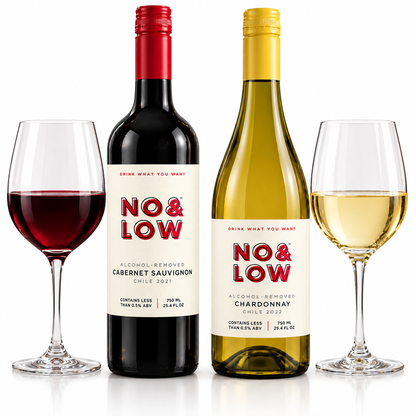 Non-Alcoholic Chardonnay & Cabernet Sauvignon Wine Duo - No & Low