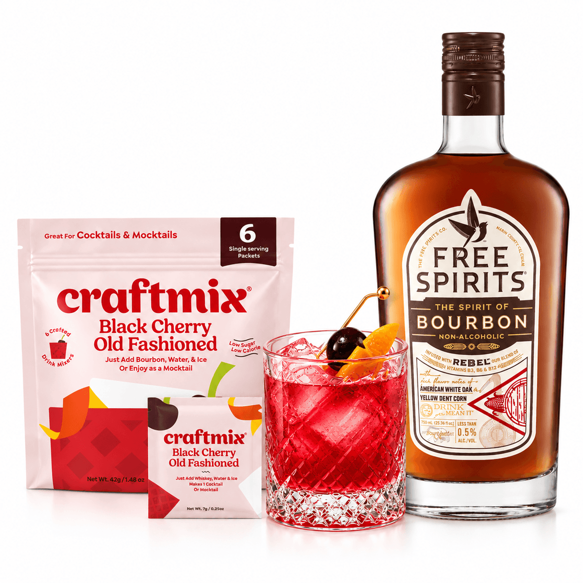 Non-Alcoholic Old Fashioned Cocktail Set - Bourbon & Cherry