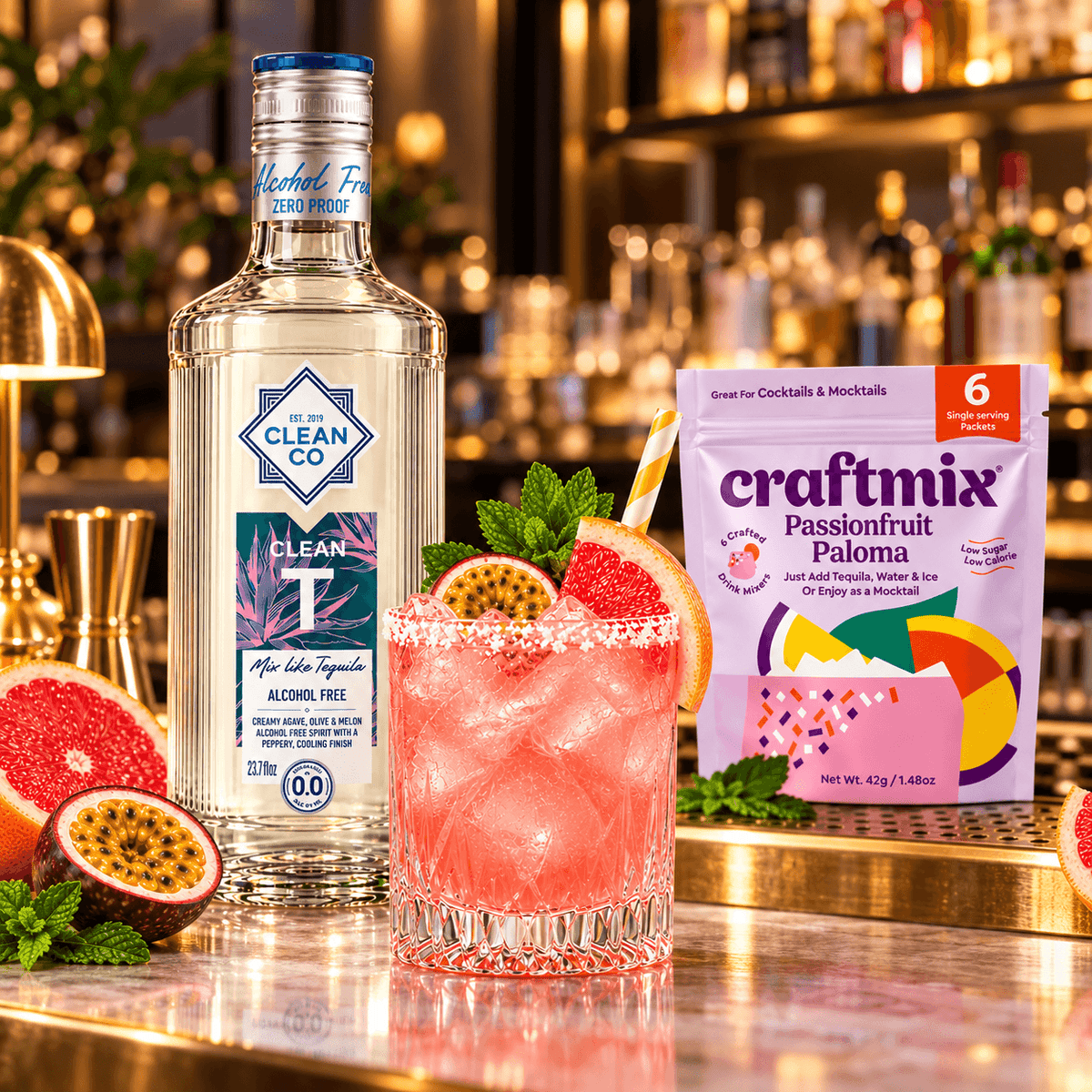 Non-Alcoholic Paloma Cocktail Set - Clean T & Passionfruit