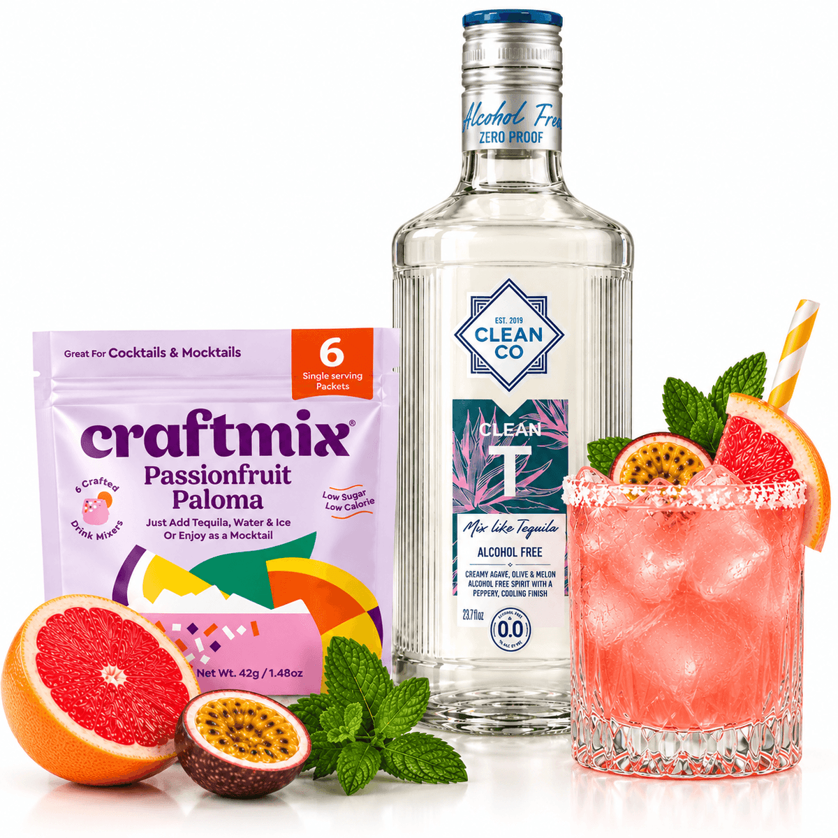 Non-Alcoholic Paloma Cocktail Set - Clean T & Passionfruit