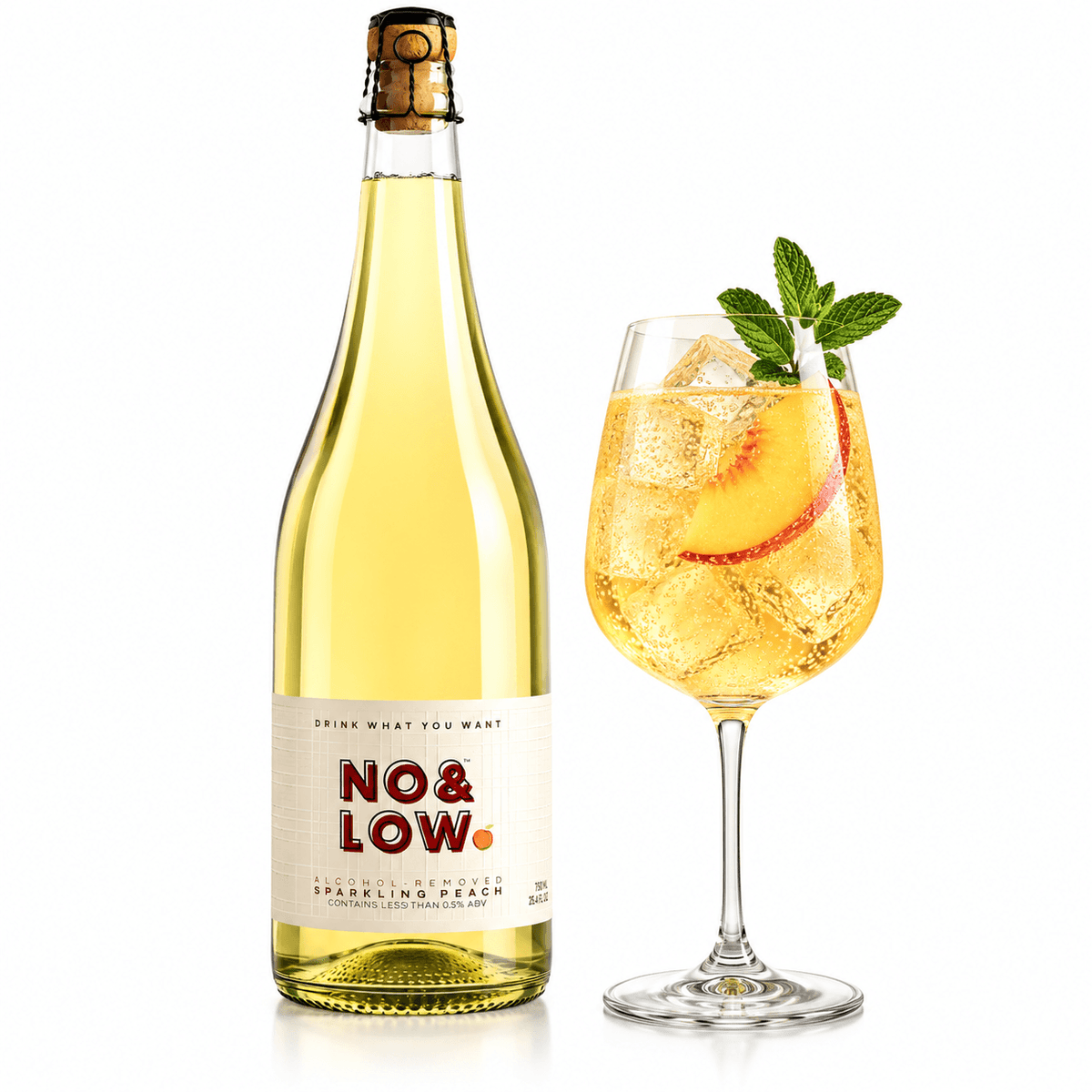 Non-Alcoholic Peach Sparkling Wine - No & Low