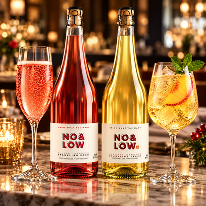 Non-Alcoholic Sparkling Rosé & Peach Wine Duo - No & Low
