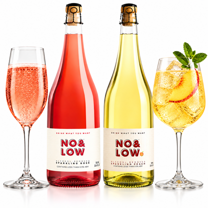 Non-Alcoholic Sparkling Rosé & Peach Wine Duo - No & Low