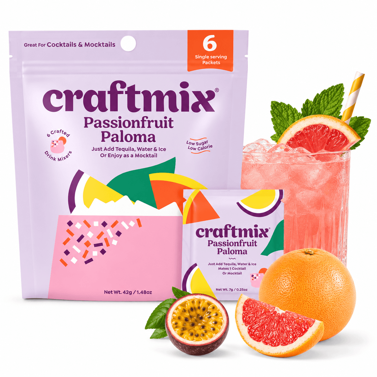Passionfruit Paloma Cocktail Mixer - Craftmix 6-Pack