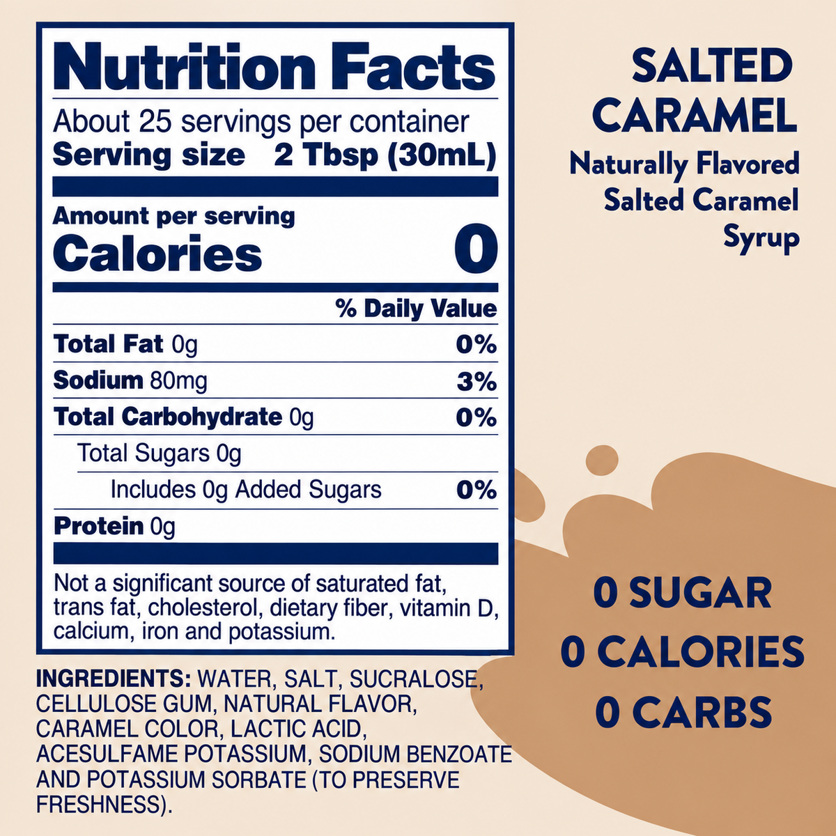 Salted Caramel Syrup - Jordan's Sugar Free