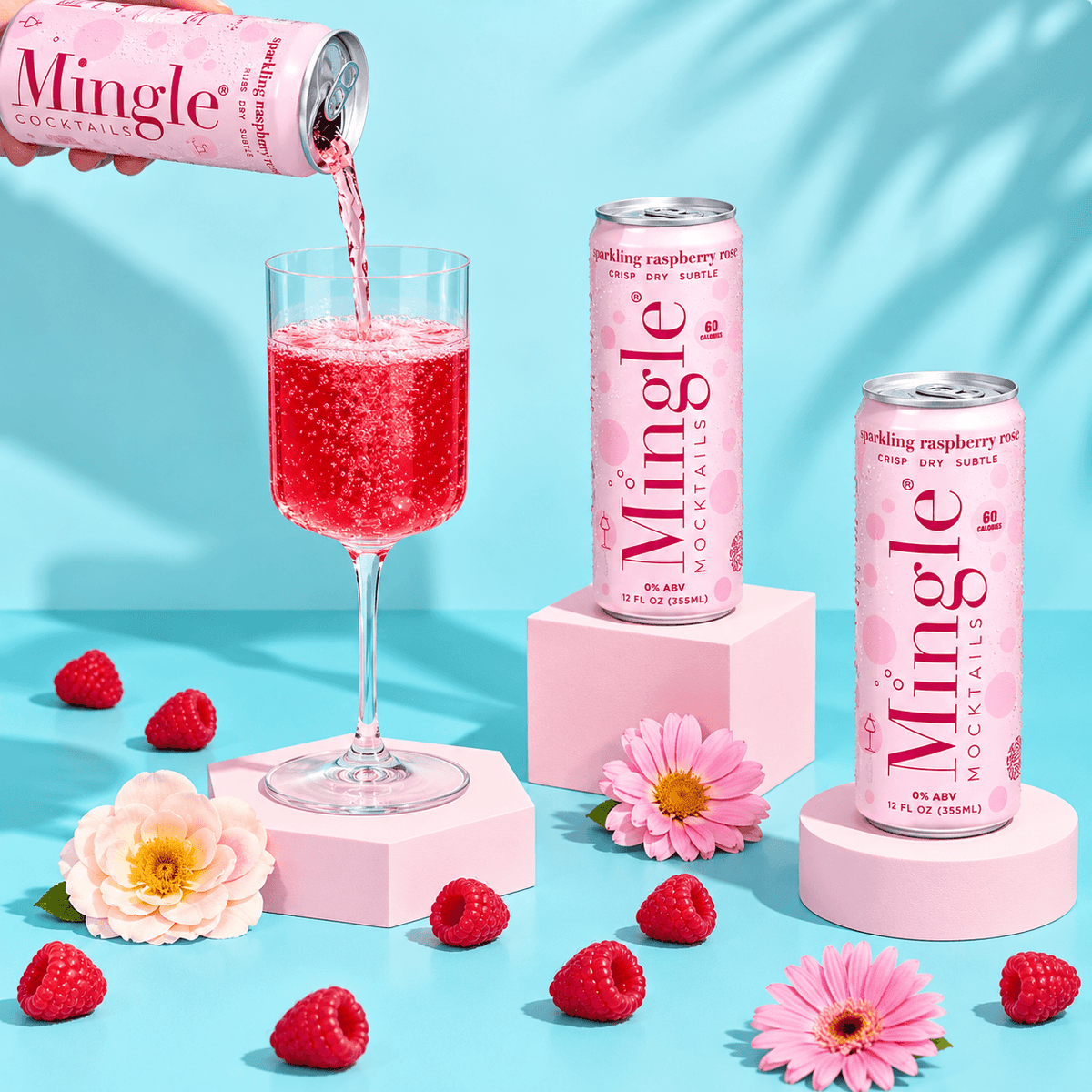 Raspberry Rosé Mocktail - Mingle Cocktail