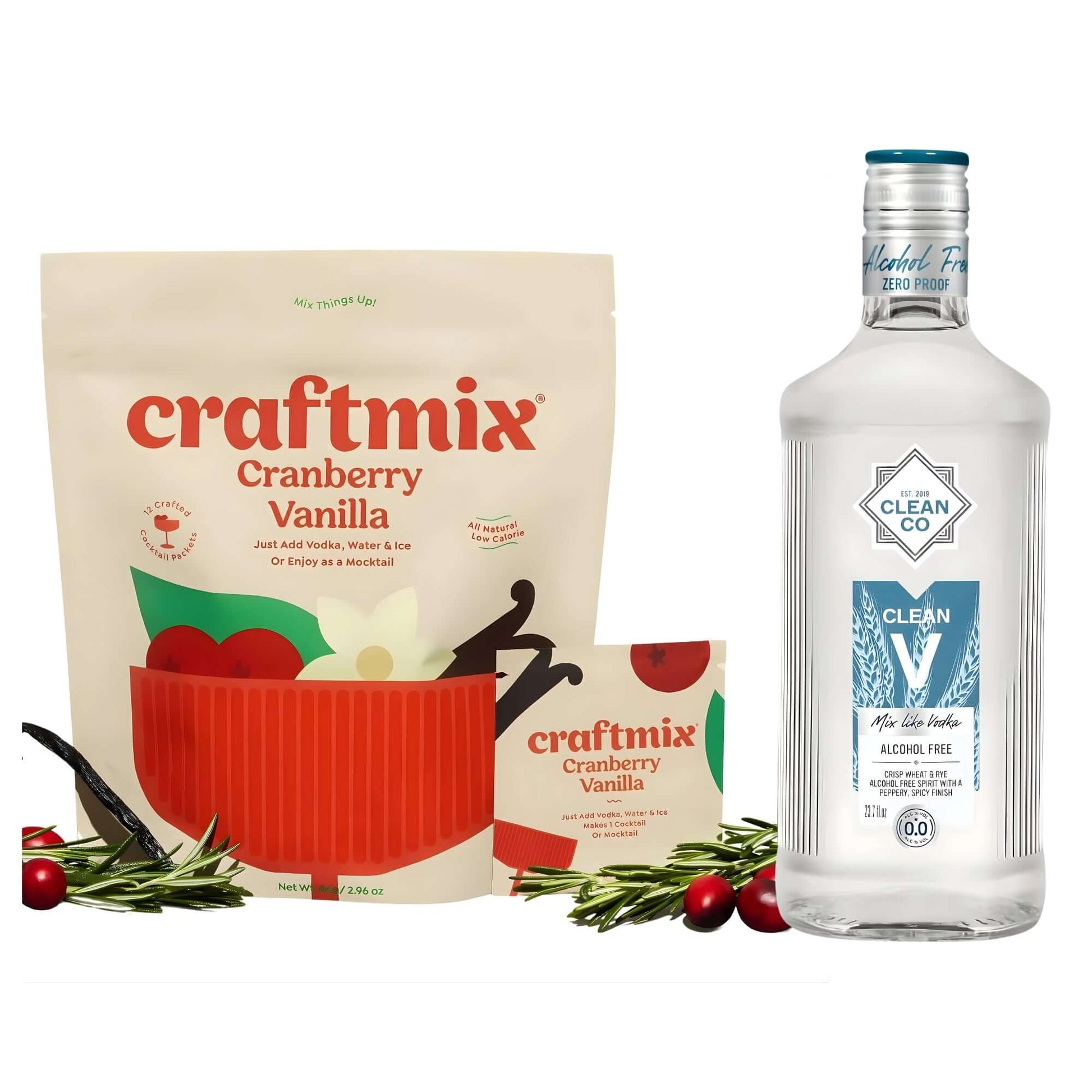 Clean V Vodka & Cranberry Vanilla Mixer Duo