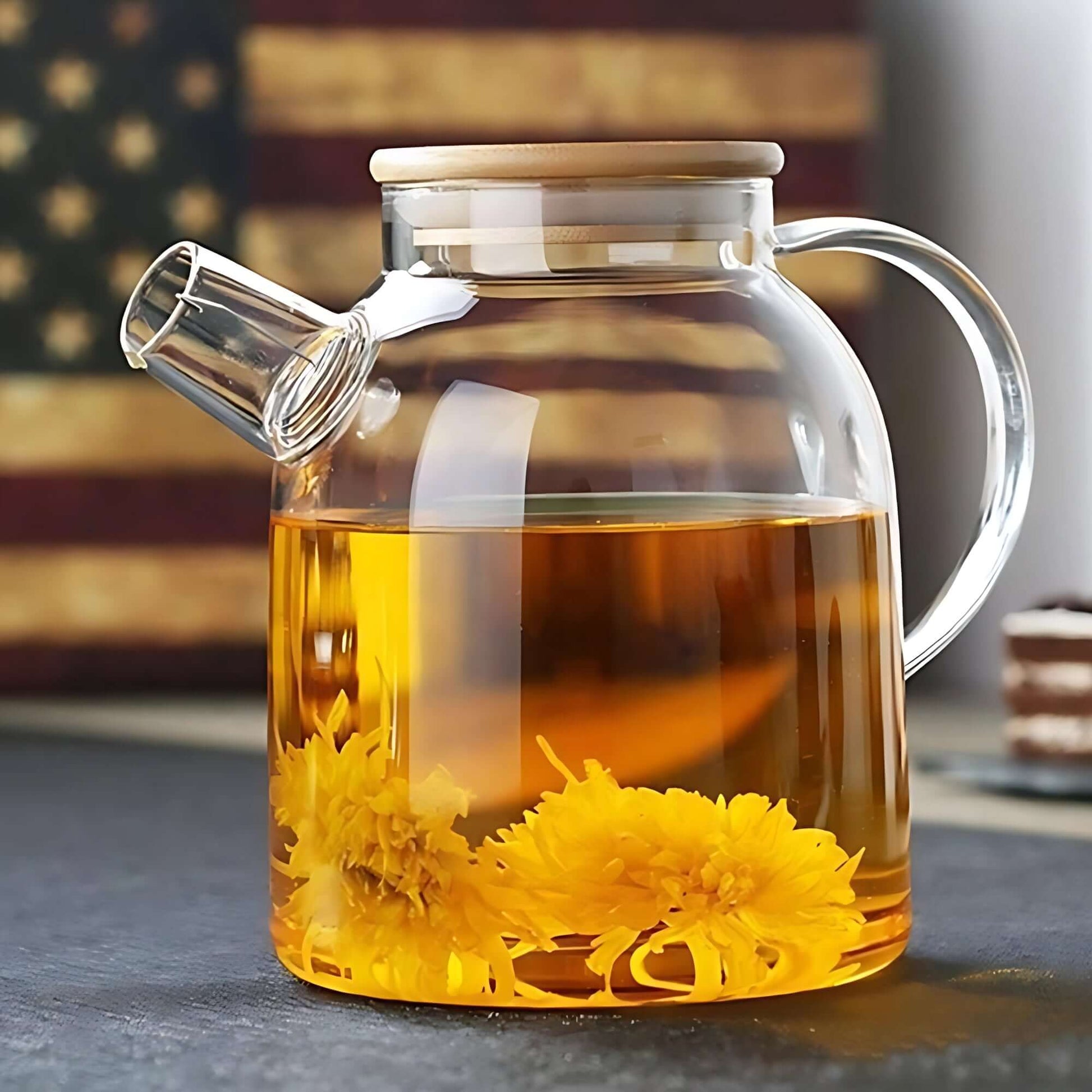 Glass Kettle With Filter & Bamboo Lid 54 0z