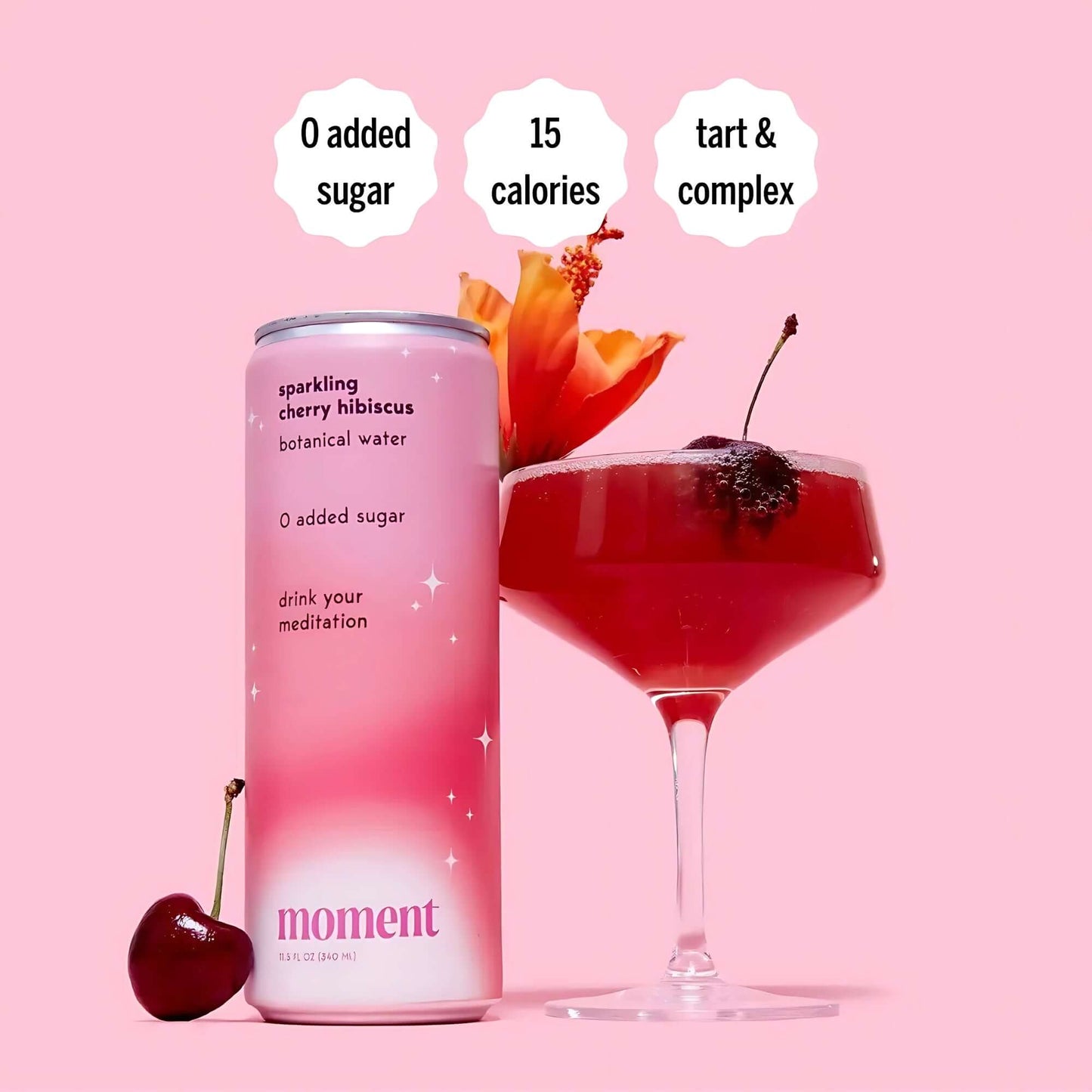 Cherry Hibiscus Sparkling Mocktail By Moment